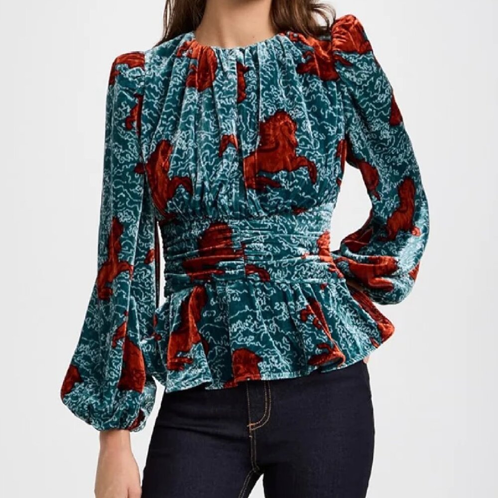 NEW RHODE AILEEN VELVET TOP IN SHETLAND PONY BLUE ICE SIZE 6